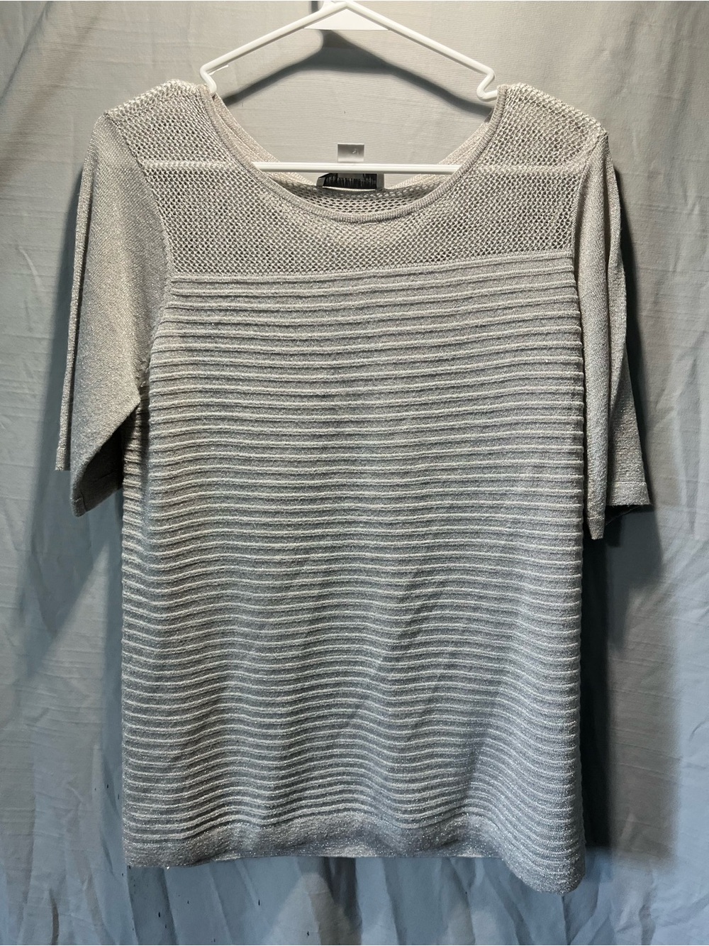 Light Gray woMen's Knit Sweater - Classic Short Sleeve Pullover